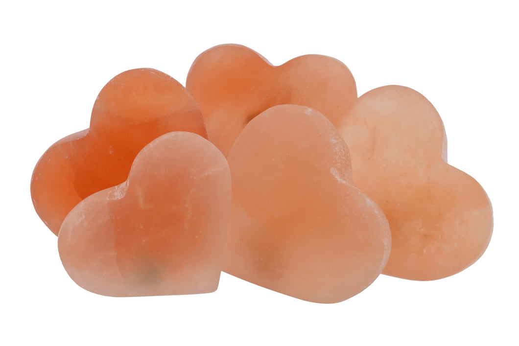 Peach Selenite Medium Hearts - 5 pcs