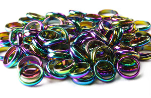 Rainbow Aura Hematite Rings - 100 pcs