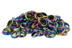 Rainbow Aura Hematite Rings - 100 pcs