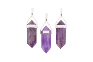 Amethyst Double Terminated Point Pendants by Size - 3 pcs