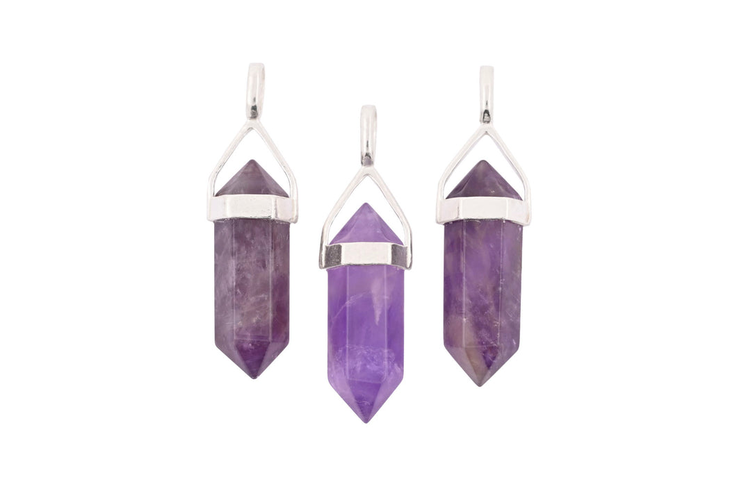 Amethyst Double Terminated Point Pendants by Size - 3 pcs